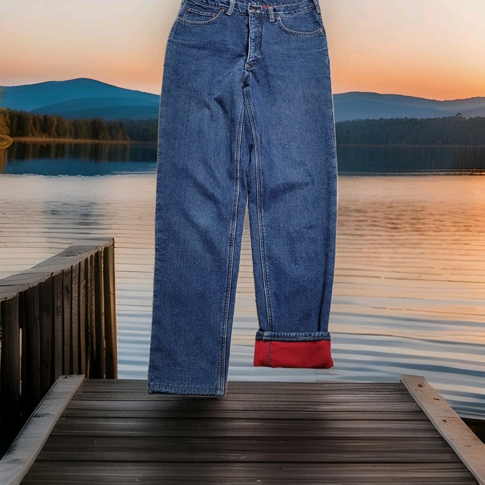 👖Vintage Lands End Pants Mens 32 Reg 32x34 Fleece Lined Square Rigger 90's Y2K